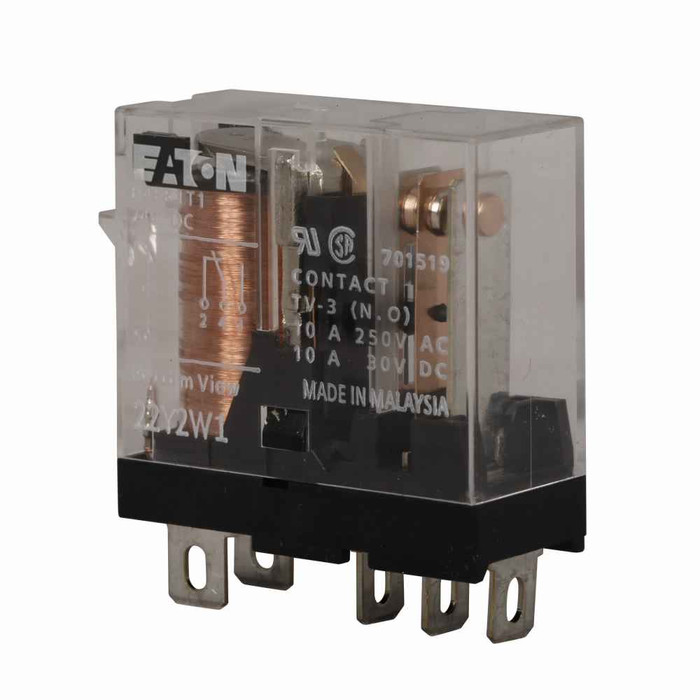 Eaton D4PR1T General-purpose relay, D4 Series, Plug-In Relay, Plain cover QTY: 1, 24 V coil, SPDT contact configuration, 10 A, 250 Vac/30 Vdc resistive load, 7.5 A, 250 Vac/5 A, 30 Vdc inductive full load, 380 Vac/125 Vdc max. operating voltage