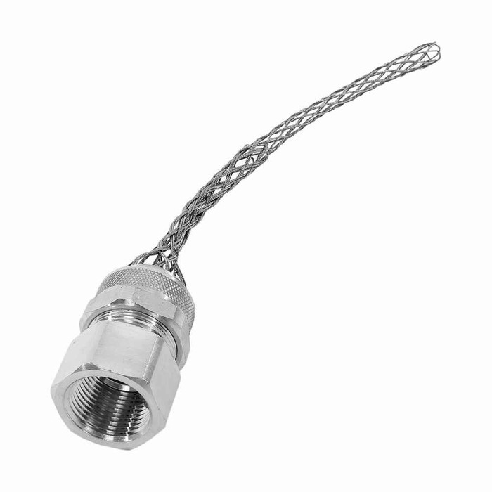 Eaton DC300875-F strain relief deluxe cord grip, Straight, 0.88-1.00" cord diameter, 1" fitting, Female, Stainless Steel Mesh, Aluminum Body, NPT thread, Hazardous/Classified Locations