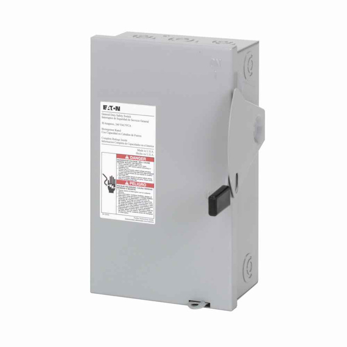 Eaton DG221NGBLORED General duty cartridge fuse safety switch, 30 A, NEMA 1, Painted steel, Class H fuses, Fusible with neutral, Two-pole, Three-wire, Category: general duty safety switch, 120/240V