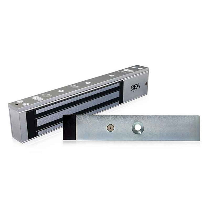 BEA 10MAGLOCK3ULDS single electromagnetic surface mount lock with door status sensor, 600 lb holding force, anodized aluminum housing, armature plate shown separately