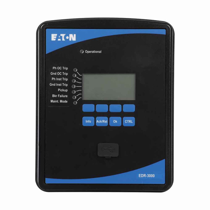 Eaton EDR-3000A0HA1 distribution relay, EDR-3000, Distribution relay, IEC-61850, 5A, 40-250 Vac, 19-300 Vdc, 5A/1A, 4, 4, Projection panel mount, Removable