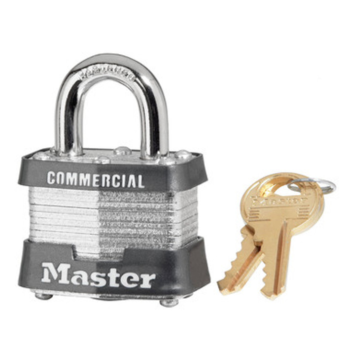 Master Lock 1-9/16" (40mm) Wide Laminated Steel Pin Tumbler Padlock with 3/4" (19 mm) Shackle