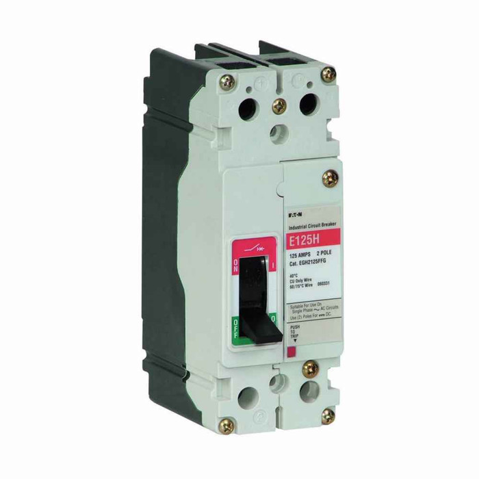Eaton EGE2020FFG Series G complete molded case circuit breaker, EG-frame, Fixed thermal, fixed magnetic trip, Two-pole, 20A, 600Y/347 Vac, 35 kAIC at 240 Vac, 25 kAIC at 480 Vac, 18 kAIC at 600Y/347 Vac