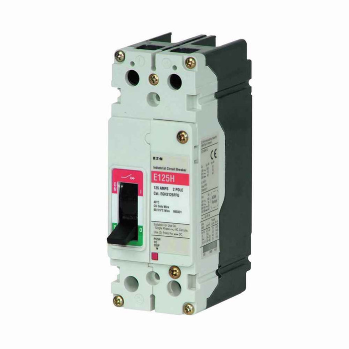 Eaton EGE2030FFG Series G molded case circuit breaker, EG-frame, EG, Complete breaker, Fixed thermal, fixed magnetic trip, Two-pole, 30A, 600Y/347 Vac, 35 kAIC at 240 Vac, 25 kAIC at 480 Vac, 18 kAIC at 600Y/347 Vac, Line and load, 50/60 Hz