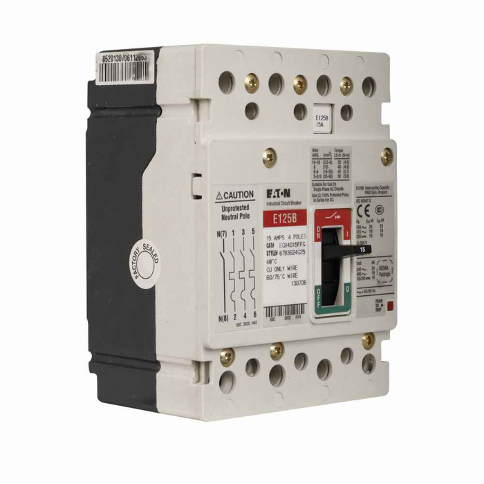 Eaton EGE4035FFG Series G molded case circuit breaker, EG-frame, EG, Fixed thermal, fixed magnetic trip, Four-pole, 35A, 600Y/347 Vac, 35 kAIC at 240 Vac, 25 kAIC at 480 Vac, 18 kAIC at 600Y/347 Vac, Line and load, 50/60 Hz Eaton EGE4035FFG Series G molded case circuit breaker, EG-frame, EG, Fixed thermal, fixed magnetic trip, Four-pole, 35A, 600Y/347 Vac, 35 kAIC at 240 Vac, 25 kAIC at 480 Vac, 18 kAIC at 600Y/347 Vac, Line and load, 50/60 Hz
