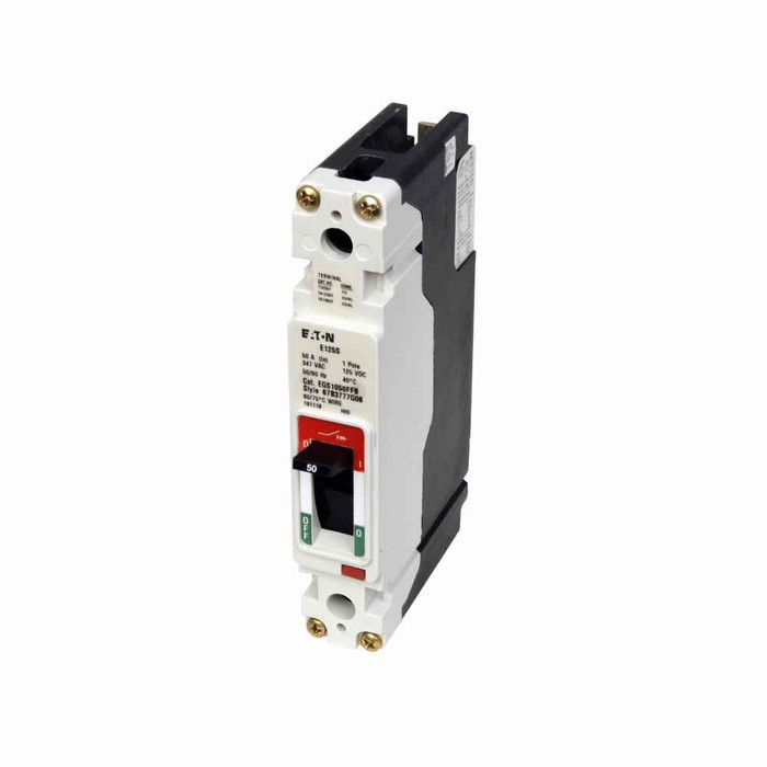 Eaton EGH1125FFB Series G molded case circuit breaker, EG-frame, EG, Complete breaker, Fixed thermal, fixed magnetic trip, Single-pole, 125A, 600Y/347 Vac, 100 kAIC at 240 Vac, 65 kAIC at 480 Vac, 35 kAIC at 600Y/347 Vac, Bolt-on, 50/60 Hz