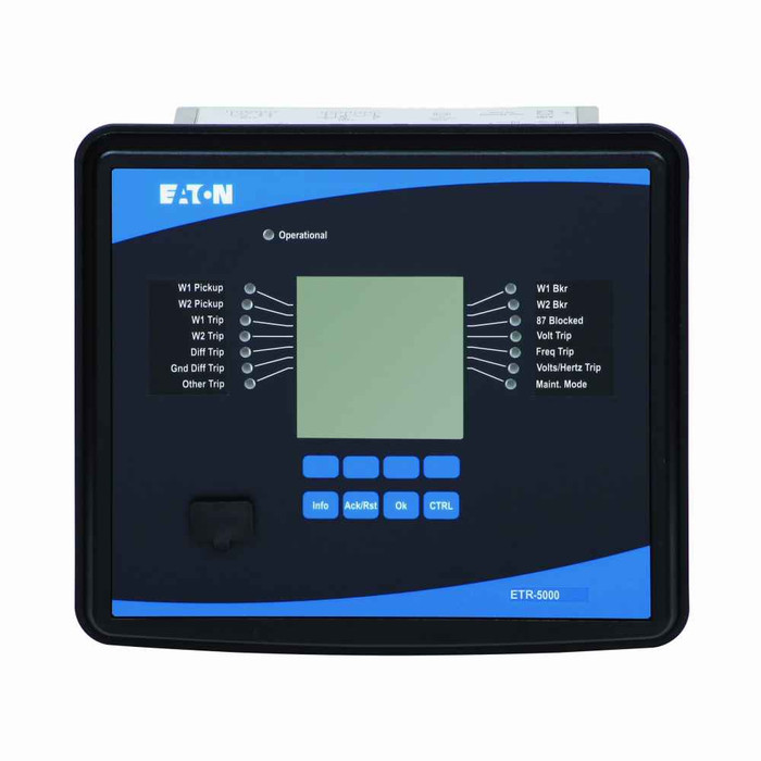 Eaton ETR-4000-2A0LB0 Eaton, transformer relay, ETR-4000, Transformer protection relay, Mbus TCP or DNP3 TCP/UDP over LC duplex FO Enet, 5A, 1A, 40-250 Vac, 19-300 Vdc, 8, 9,Transformer, 19-300Vdc, 40-250Vac, 50/60 Hz Trip Coil Monitor{PIO3},