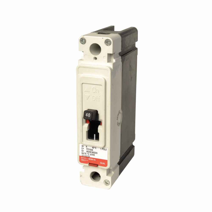Eaton FD1045 Series C complete molded case circuit breaker, F-frame, FD, Complete breaker, Fixed thermal, Fixed magnetic trip type, Single-pole, 45 A, 347 Vac, 125 Vdc, 35 kAIC at 277 Vac, 18 kAIC at 347 Vac, Load side, 50/60 Hz