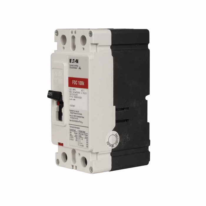 Eaton FDC2225 Series C complete molded case circuit breaker, Series C, F-frame molded case circuit breaker, 225A, Two-pole, Thermal magnetic trip, FDC breaker
