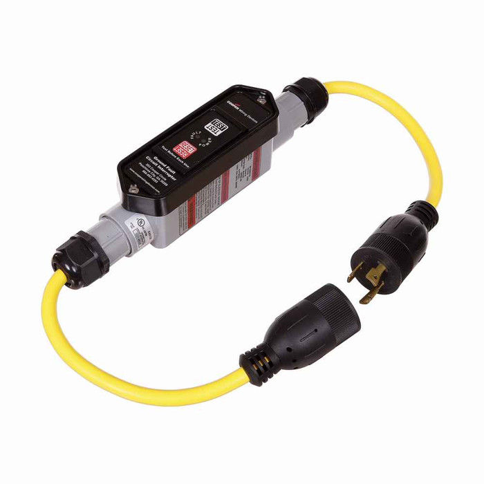 Eaton GFI22M144 portable GFCI, Watertight, 20A, #12 AWG, 2' (0.61m) cord length, Polycarbonate, L5-20, Molded, locking plug type, Manual reset, 240V, 4X 669989