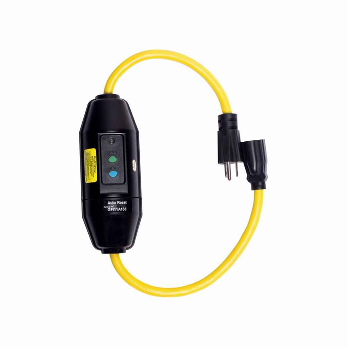 Eaton GFI11A155 portable GFCI, Watertight, 15A, #12 AWG, 2' (0.61m) cord length, Polycarbonate, 5-15, Straight blade plug type, Automatic reset, 120V, 4X 669200