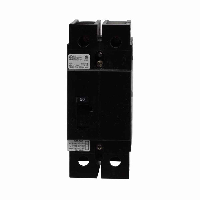 Eaton GHC2080DVB3 Series C complete molded case circuit breaker, G-frame, GHC, Fixed thermal and magnetic trips, Two-pole, 80A, 480Y/277 Vac, 125/250 Vdc, 65 kAIC at 240 Vac, 14 kAIC at 480Y/277 Vac, Line/load, 50°C, Ring type, Ring type
