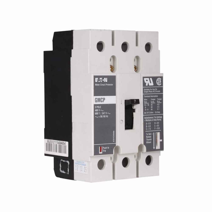 Eaton GMCP063M2CA6 molded case circuit breaker accessory motor circuit protector, Motor circuit protector, 63 A, 2A-2B Right, Frame J-K, 320-630 A, Series C