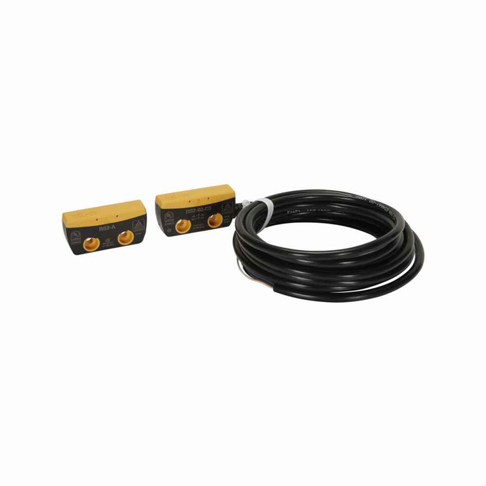 Eaton RS2-02-C3 RS Series Safety Interlock Switch, Magnetic Reed Switch, Polyamide enclosure, 300 mA max DC, 2 Normally Closed, 300 mA at 24 Vdc, 10 Ft. ( 3m ) Cable, < 10% accuracy, 10 Ft. ( 3m )