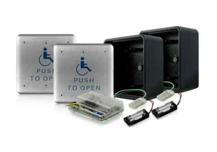 BEA BEA PUSH PLATE 475S-900 - (2) PBS1 - Square Push Plates, (2) 10BOX475SQSM - Surface Mount Boxes, (2) 10TD900PB - 900 MHZ Transmitter, (1) 10RD900 - 900 MHZ Receiver PUSH PLATE 475S-900