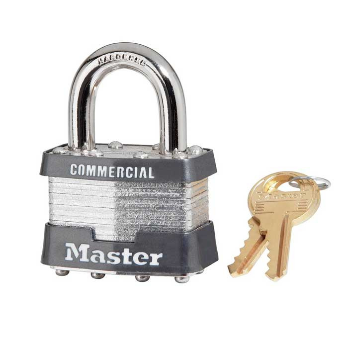 Master Lock 1-3/4" (44mm) Laminated Steel Padlock with 15/16" (24 mm) Shackle, Non-Rekeyable