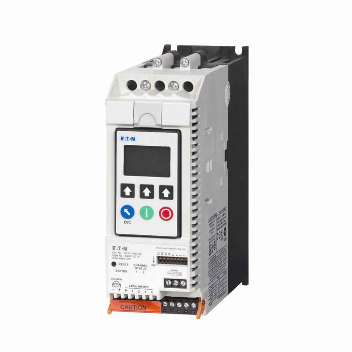 Eaton S811+N66N3S S811+ soft starter, 66 A, N-frame, Three-pole, 24 V power, # 22-14 AWG wire, 120 Vdc, 240 Vac, Modbus RTU, NEMA 0, LCD display, -30°C to -50°C, 200-600 V operating voltage, 47-63 Hz, 1-2 conductors