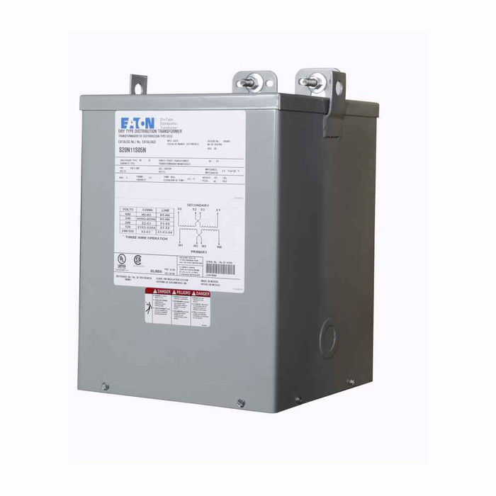 Eaton S48G11S05N General purpose encapsulated transformer, EP, aluminum, NEMA 3R, 177, 60 Hz, single-phase, 480 V, 120/240 V, 2 at -5% FCBN, 115 °C rise, 5 KVA, indoor-outdoor, 2D