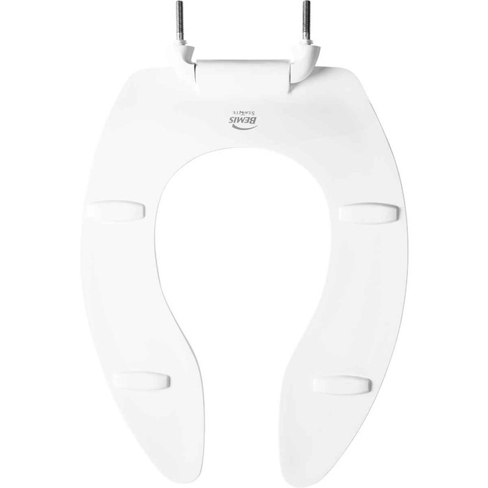 Bemis Olsonite 95SSCT Elongated Open Front Less Cover Commercial Plastic Toilet Seat with STA-TITE Commercial Fastening System Self-Sustaining Check Hinge BEMIS-95SSCT 