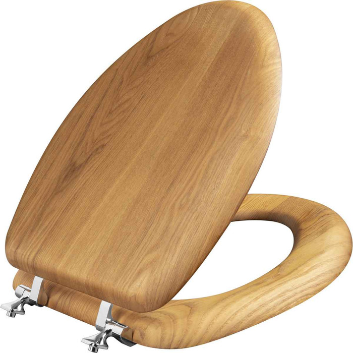 Bemis Mayfair by Bemis 19601CP Mayfair Elongated Natural Reflections Wood Veneer Toilet Seat with Chrome Hinge BEMIS-19601CP 