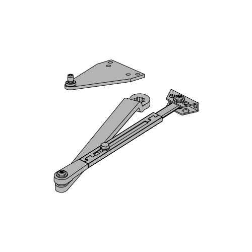 Falcon SC70A-3077PA regular arm with PA bracket for SC70A series door closers, aluminum finish, shown with parallel arm shoe