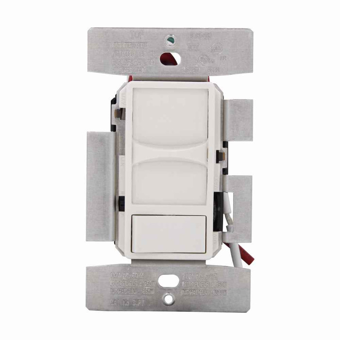 Eaton SUF7-LA universal dimmer, Neutral required, 120/277 Vac, Light Almond, 60 Hz, Dimmable LED/CFL, incandescent, fluorescent, halogen and electronic low voltage, Single-pole, Three-way, Polycarbonate