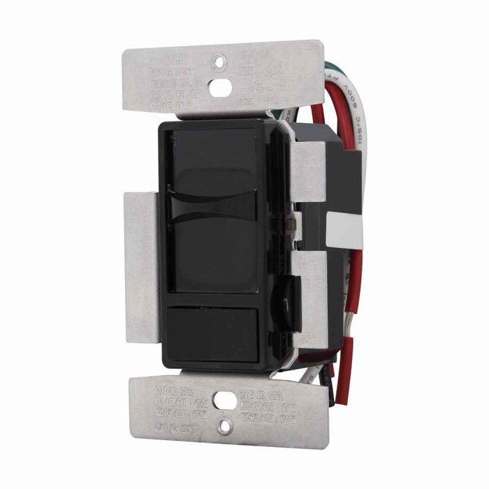 Eaton SUF7-BK universal dimmer, Neutral required, 120/277 Vac, Black, 60 Hz, Dimmable LED/CFL, incandescent, fluorescent, halogen and electronic low voltage, Single-pole, Three-way, Polycarbonate