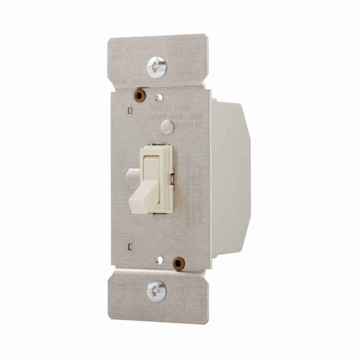 Eaton TI061-A toggle dimmer, Power Failure Mode, Non-preset, Flush, 120V, Wire leads, Maintained, Almond, Indoor, 60 Hz, Incandescent, halogen, 1-pole, 3-way, 1-phase, Polycarbonate, 600W