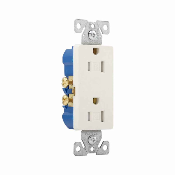 Eaton TR1107LA residential grade decorator duplex receptacle,#14-10 AWG,15A,Commercial|Residential,Flush,125V,Side and push,Light almond,Brass,Impact-resistant thermoplastic face,PVC body,5-15R,Duplex,Screw,Thermoplastic,Core pack,Tamper-resistant Eaton TR1107LA residential grade decorator duplex receptacle,#14-10 AWG,15A,Commercial|Residential,Flush,125V,Side and push,Light almond,Brass,Impact-resistant thermoplastic face,PVC body,5-15R,Duplex,Screw,Thermoplastic,Core pack,Tamper-resistant