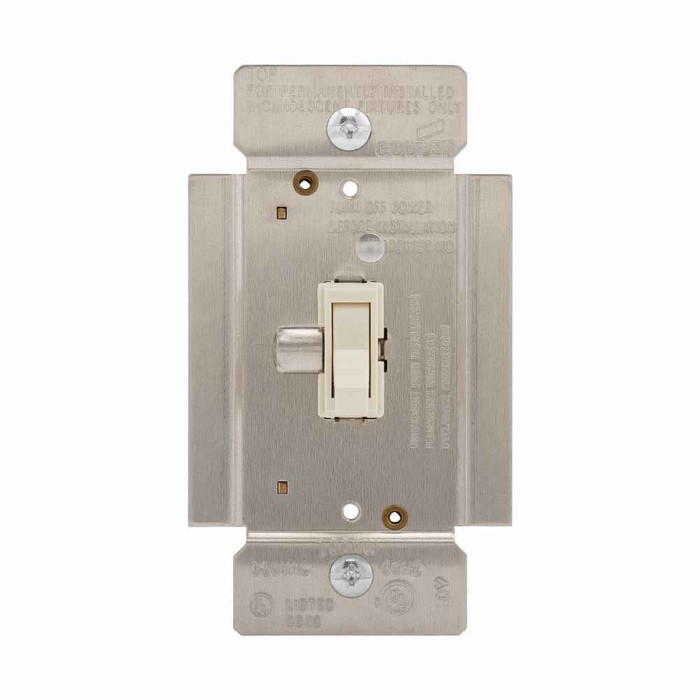 Eaton TI3101-A toggle dimmer, Power Failure Mode, Non-preset, Flush, 120V, Wire leads, Maintained, Almond, Indoor, 60 Hz, Incandescent, halogen, 1-pole, 3-way, 1-phase, Polycarbonate, 1000W