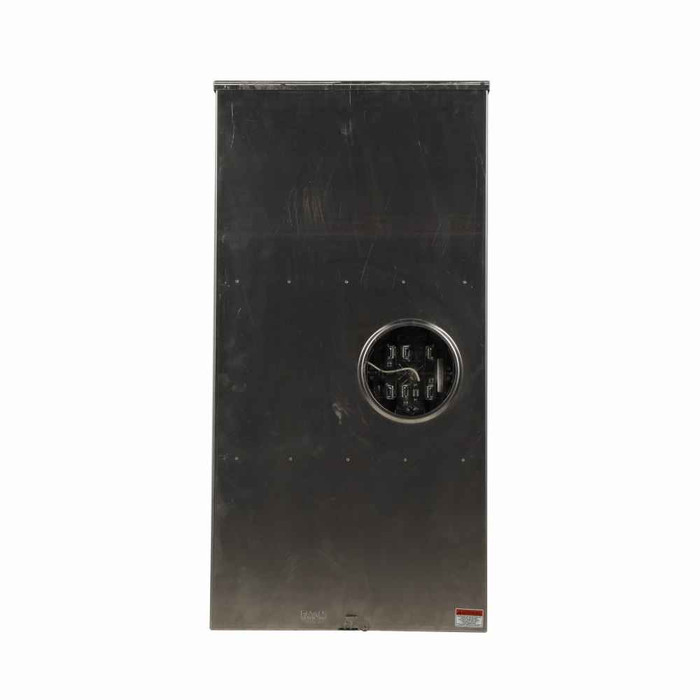 Eaton UATH7330UFLCH meter socket, 1-pos commercial or resi service, 320A, Over/under, Large hub cover plate hub mounted, 7-jaw, 1-ph, 3/8 inch stud, Lever bypass, Gnd conn (#14-#2 Cu), Al, Triplex, Side-wired, 3-wire, Ringless, 600 Vac