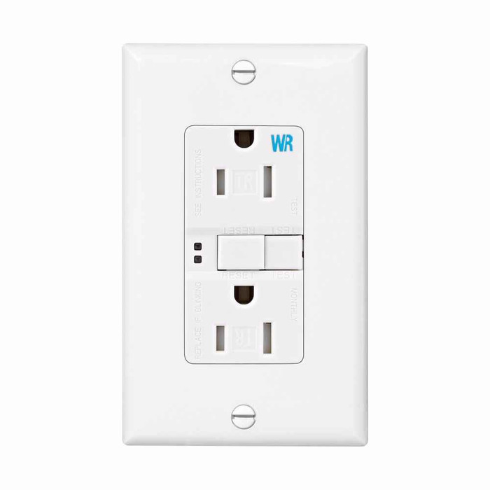 Eaton TWRSGF15FB GFCI receptacle,NAFTA compliant,Weather resistant,Tamper resistant,Self-test,#14-10 AWG,15A,Residential,Commercial,Flush,125V,Back and side wire,Brown,Brass,Tamper and weather resistant,Polycarbonate,5-15R,2-pole,Three-wire,grounding