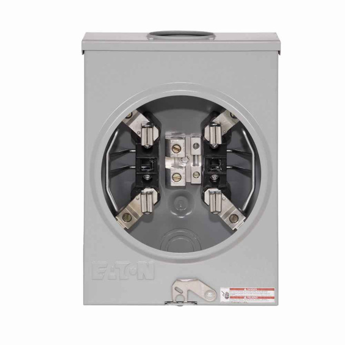 Eaton UHTRS101BE meter socket, 1-pos resi service, 125 A, Over, 3-5/16 inch hub open, #8-2/0 AWG, 4-jaw, 1-ph, #8-2/0 AWG, Horn bypass, Gnd conn (#14-#2 Cu), Triplex, 3-wire, Ringless, 600 Vac