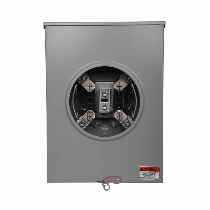 Eaton UTRS213AFLCH meter socket, 1-pos resi service, 200A, Under, Solid top, #6-350 kcmil, 4-jaw, 1-phase, #8-350 kcmil, Gnd conn (#14-#2 Cu), Triplex, 3-wire, Ringless, 600 Vac