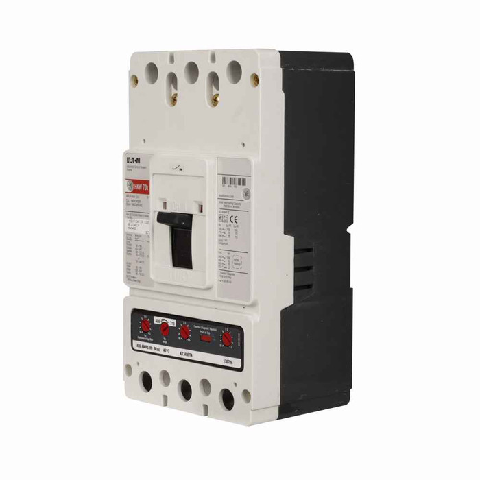 Eaton HKW3350V Series C complete molded case circuit breaker, K-frame, HKW, Complete breaker, Adjustable thermal, adjustable magnetic trip type, Three-pole, 350A, 600 Vac, 250 Vdc, 70 kAIC at 415 Vac, Line and load, 50°C