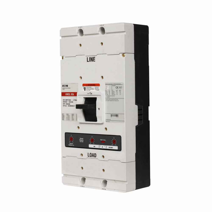 Eaton HMDLB3800FT33W Series C electronic molded case circuit breaker, MDL-frame, HMDLB, Complete breaker, Digitrip 310 RMS, Electronic LS trip type, Three-pole, 800A, 100 kAIC at 240 Vac, 65 kAIC at 480 Vac, Without terminals, 50/60 Hz