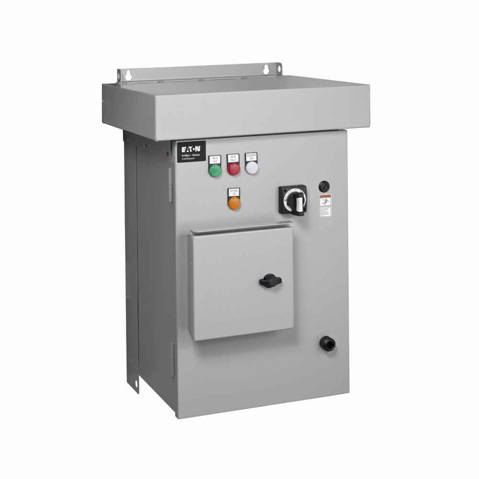Eaton HMX3D4C4NAPEP3L3 H-Max Drive, 2 hp, 3.4A, 480V, Box A, NEMA type 3R, Frame size, 4, Software Type A, Options: Output contactor, Fused drive isolation, Pilot lights