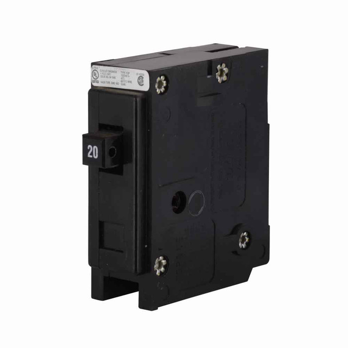 Eaton HQP1020R6 Quicklag Industrial Thermal-Magnetic Circuit Breaker, HQP, 120/240V, 20A, Plug-On, Single-pole, 6 kAIC