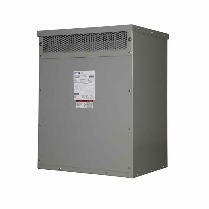 Eaton V48M47F12CUEE General purpose ventilated transformer, DT-3 (3-phase), PV 480V, Taps: 2 at +2.5% /4 at -2.5%, SV 480Y/277V, 115°C rise, 112.5 kVA, Copper windings, EE