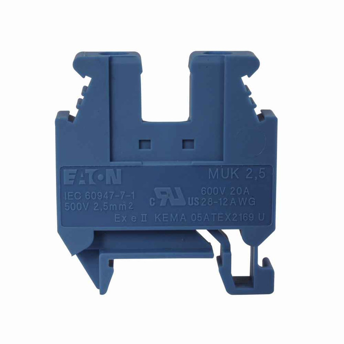 Eaton XBMUK25 Mini Screw Connection Terminal Blocks, Gray, IEC 400V, EN 275V, UL 600V, IEC 32A, EN 28A, UL 20A, 12 AWG/2.5 mm2 maximum wire