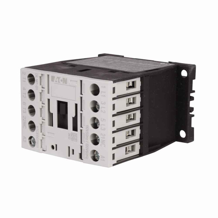 Eaton XTCE018C01R XT IEC contactor, 18A, 12 Vac, 50-60 Hz, 1NC, 18A, Frame C, 45 mm, 50-60 Hz, 2, 2, 3/ 5, 5, 10, 15 hp (1/3PH @115, 200, 230/200, 230, 460, 575 V), Three-pole, Non-reversing, , Screw terminals, FVNR