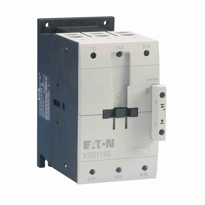 Eaton XTCE095F00WD XT IEC contactor, 95A, 48-60 Vdc, 0NO-0NC, 95A, Frame F, 90 mm, 40, 50, 100, 125 hp (3PH @200, 230, 460, 575 V), Three-pole, Non-reversing, XT IEC series, Screw terminals, Full voltage non-reversing contactor