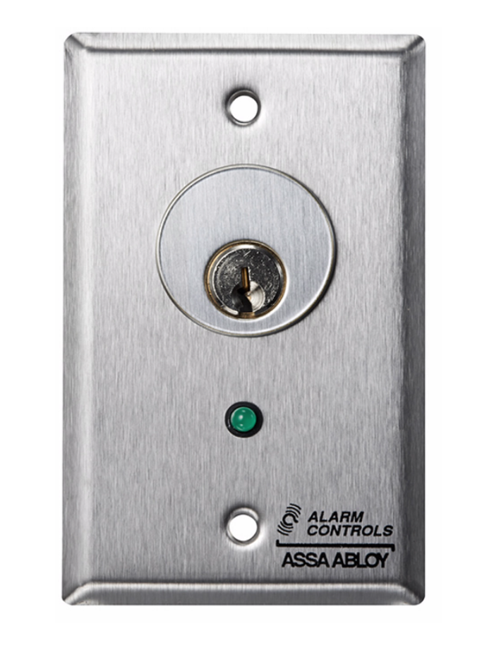 Alarm Controls  MCK-5 Series - Mortise Cylinder Single Gang Station with Green LED