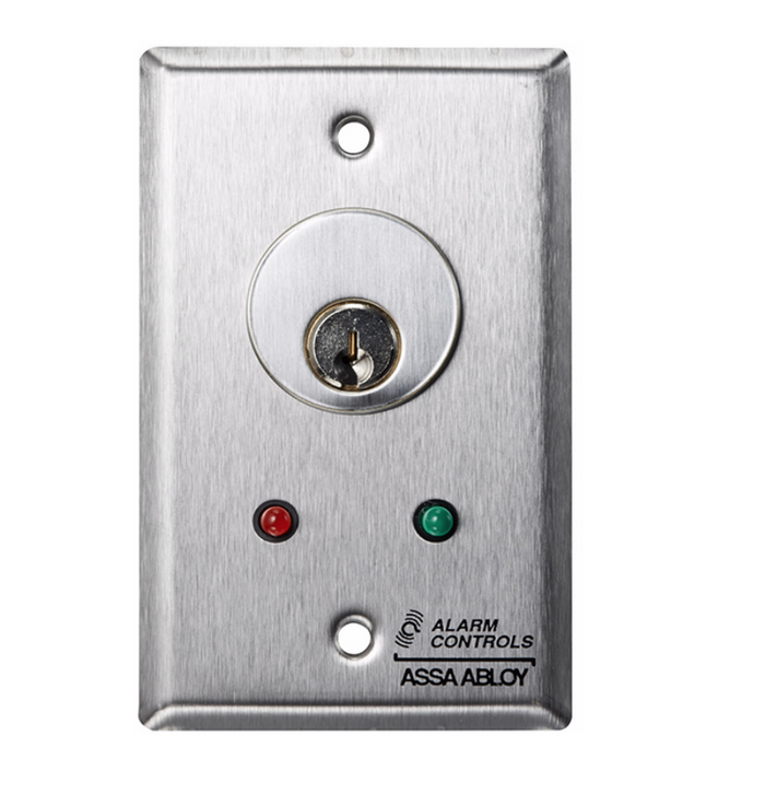 Alarm Controls  MCK-6 Series - Mortise Cylinder Single Gang Station with Red/Green LEDs
