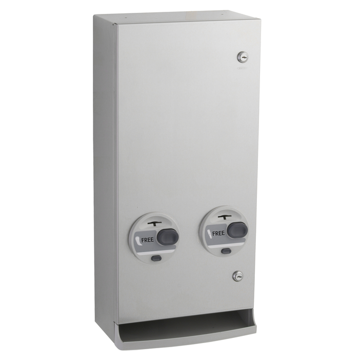 Bobrick B-2706C Surface-Mounted Napkin/Tampon Vendor, Free Vend Operation