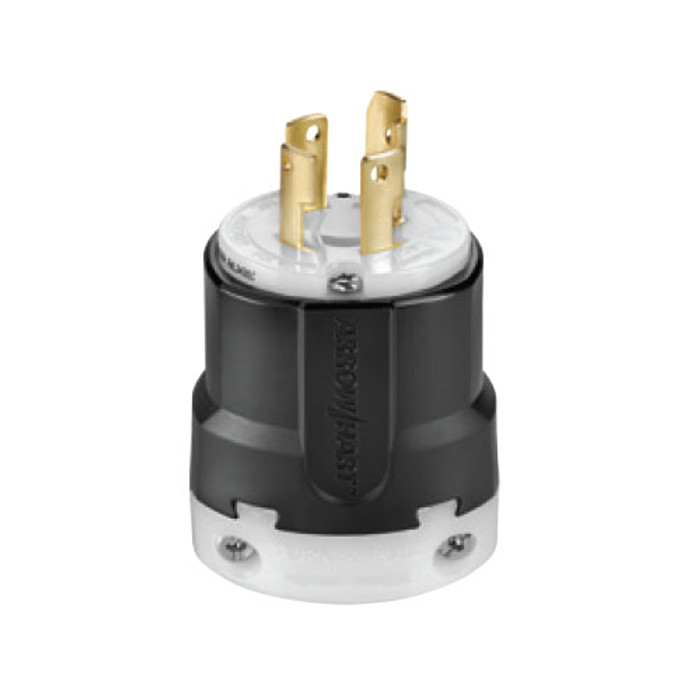 Crouse-Hinds AH3431N Eaton locking plug, #16-12 AWG, 30A, Industrial, 120/208V, Back wiring, Black, white, Safety grip, Non-NEMA, Four-pole, Four-wire, Glass-filled nylon, 0.63 to 1.16 in