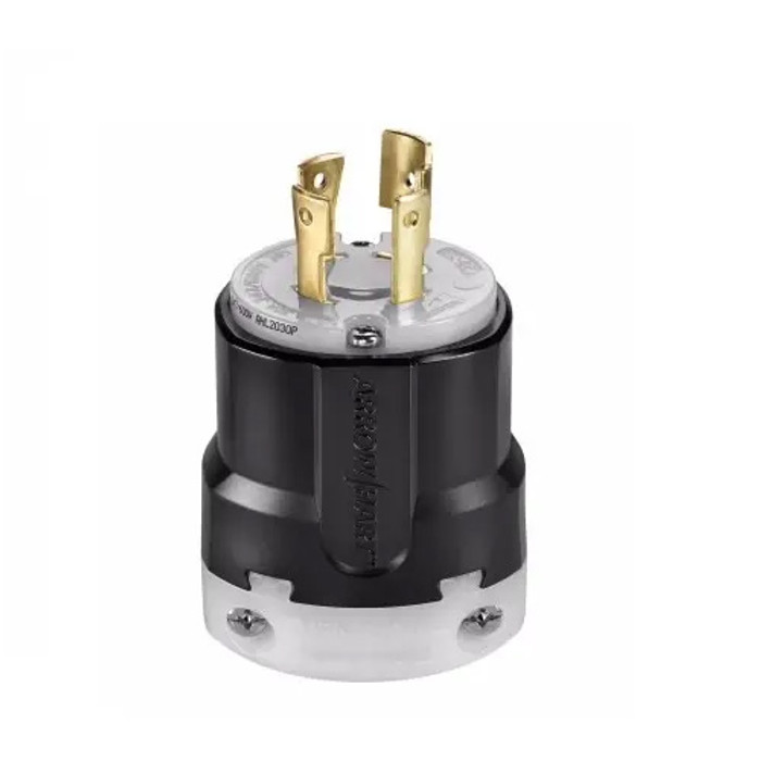 Crouse-Hinds AHL2030P Eaton locking plug, #16-8 AWG, 30A, Industrial, 347/600V, Back wiring, Black, white, Ultra grip, L20-30, Four-pole, Four-wire, Nylon