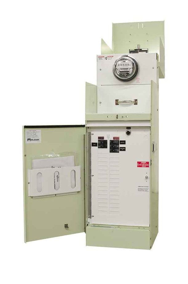 Milbank CP3B12110A22SL1 Ring Type 200 Amperes 240 Volt 4 Terminal Main Circuit-breaker 2-16 Circuit Loadcenter 22k Switch Load Mint Green