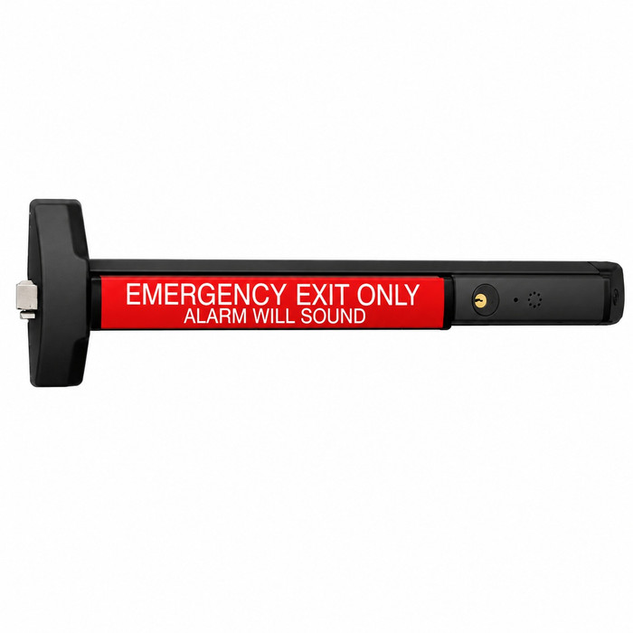 Yale Grade 1 Rim Device, Pullman Latch Exit Bar, Wide Stile Pushpad, Hex Key Dogging, 30" - 36" Door Opening Width