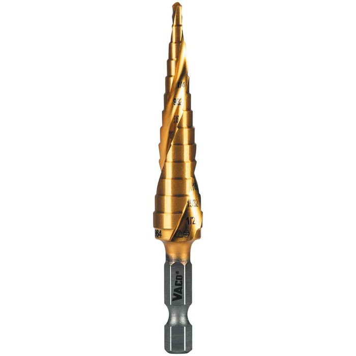 Klein Tools 25964 13-Step Drill Bit, Double-Fluted, 1/8-Inch to 1/2-Inch